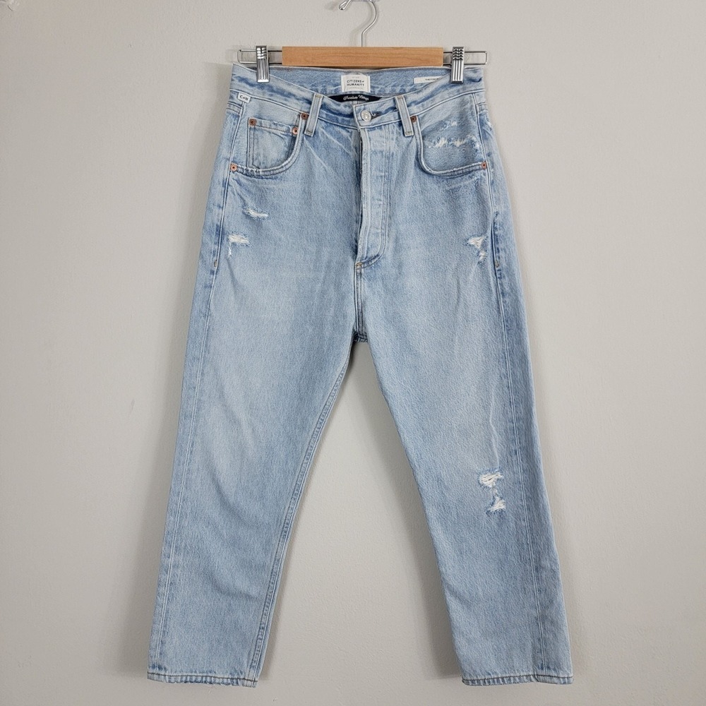 Citizens of Humanity The Ponyboy Jeans Womens Blue Distressed Denim Button Fly